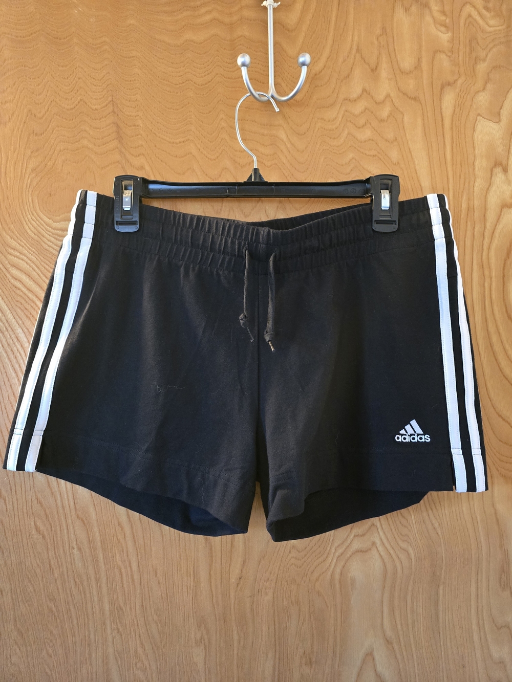 adidas Black Athletic Shorts with White Side Stripes